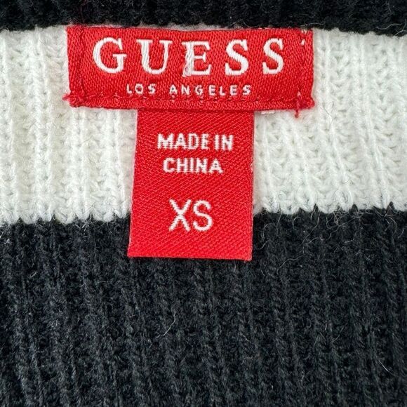 Guess Pullover Striped Knit Sweater XS Extra Small Women’s Black White Crewneck - Picture 8 of 12